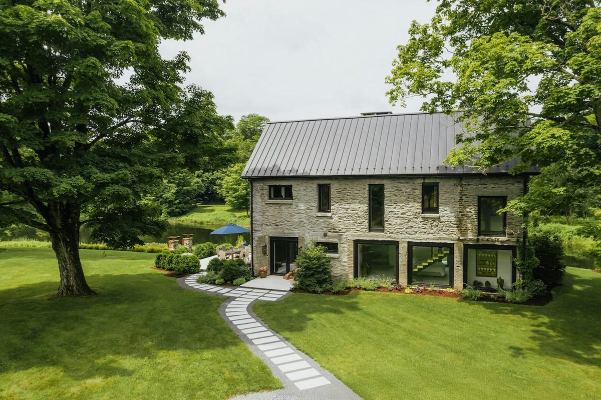 Residential treatment facility exterior with garden